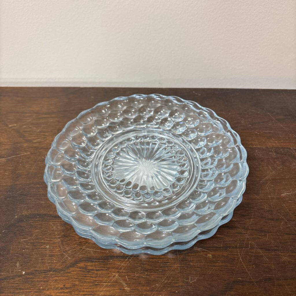 SET OF 3 ANCHOR HOCKING BUBBLE PATTERN DESSERT PLATES 1942-1948