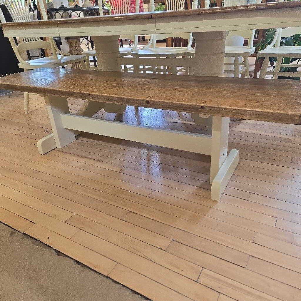 REFINISHED TABLE 6 CHAIRS & BENCH 24"LEAF