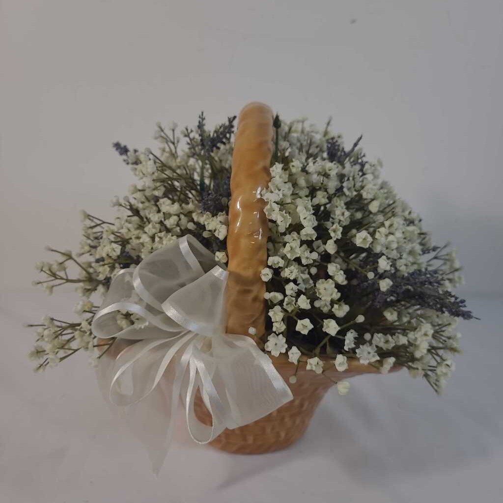 CERAMIC BASKET W/ FAUX FLOWERS