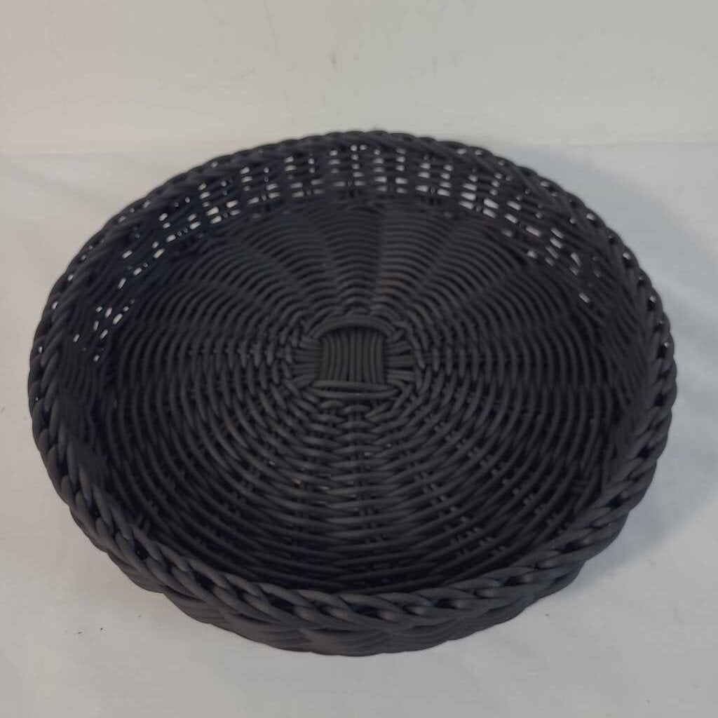 LG ROUND BLACK WOVEN BASKET