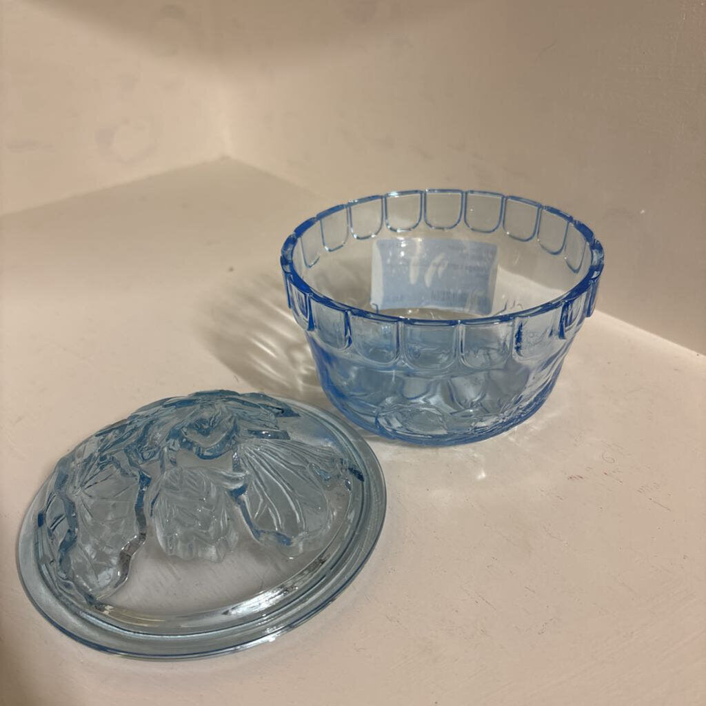 Vintage Light Blue Glass Candy Dish