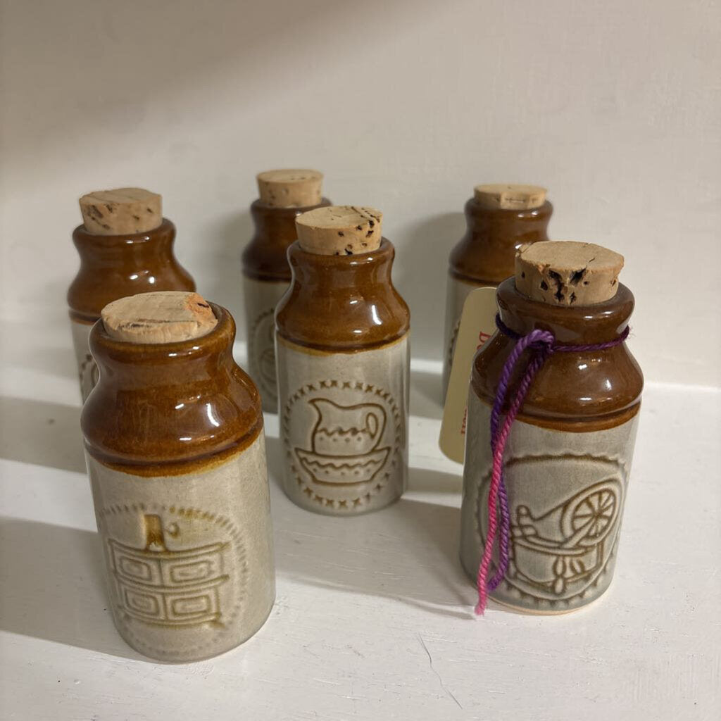 Vintage Beauceware Pottery Spice Jars - S/6