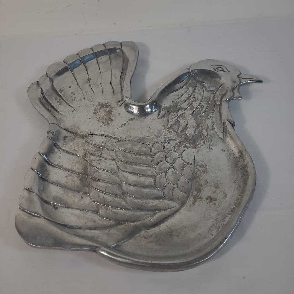 PEWTER ROOSTER TRAY
