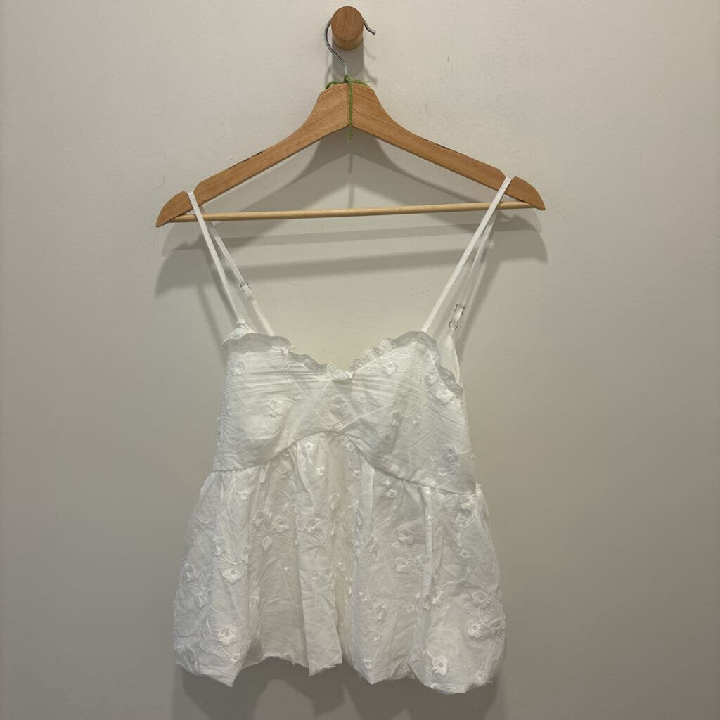 WHITE EYELET FLOWY TANK TOP