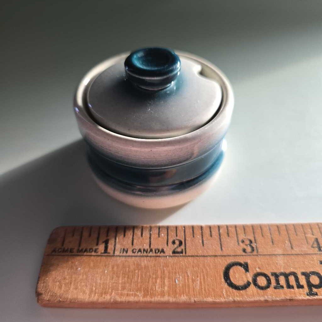 Wedgwood Pacific Blue Mustard Jar & Lid 1.5" WWBLPA - MUS