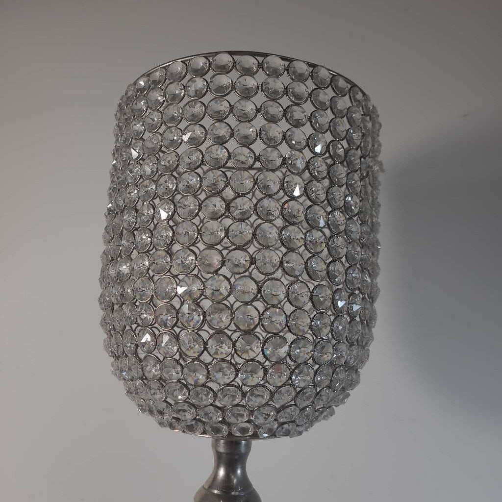 PEWTER BASE GEM STONE CANDLE HOLDER