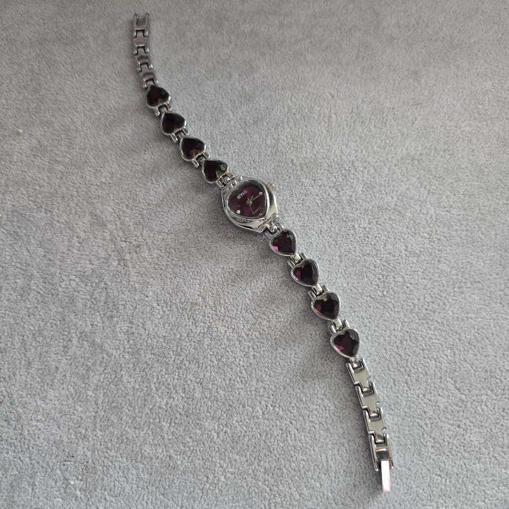 Purple Crystal Heart Watch