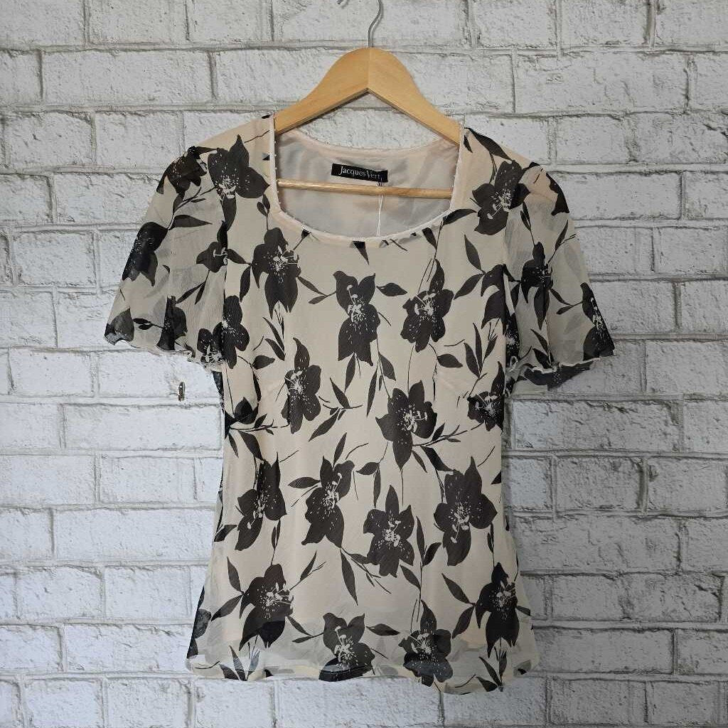 Vintage Jacques Vert Beige Floral Top Sz10