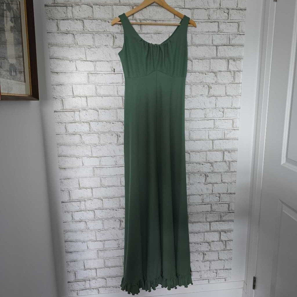 1970s Handmade Green Maxi Dress