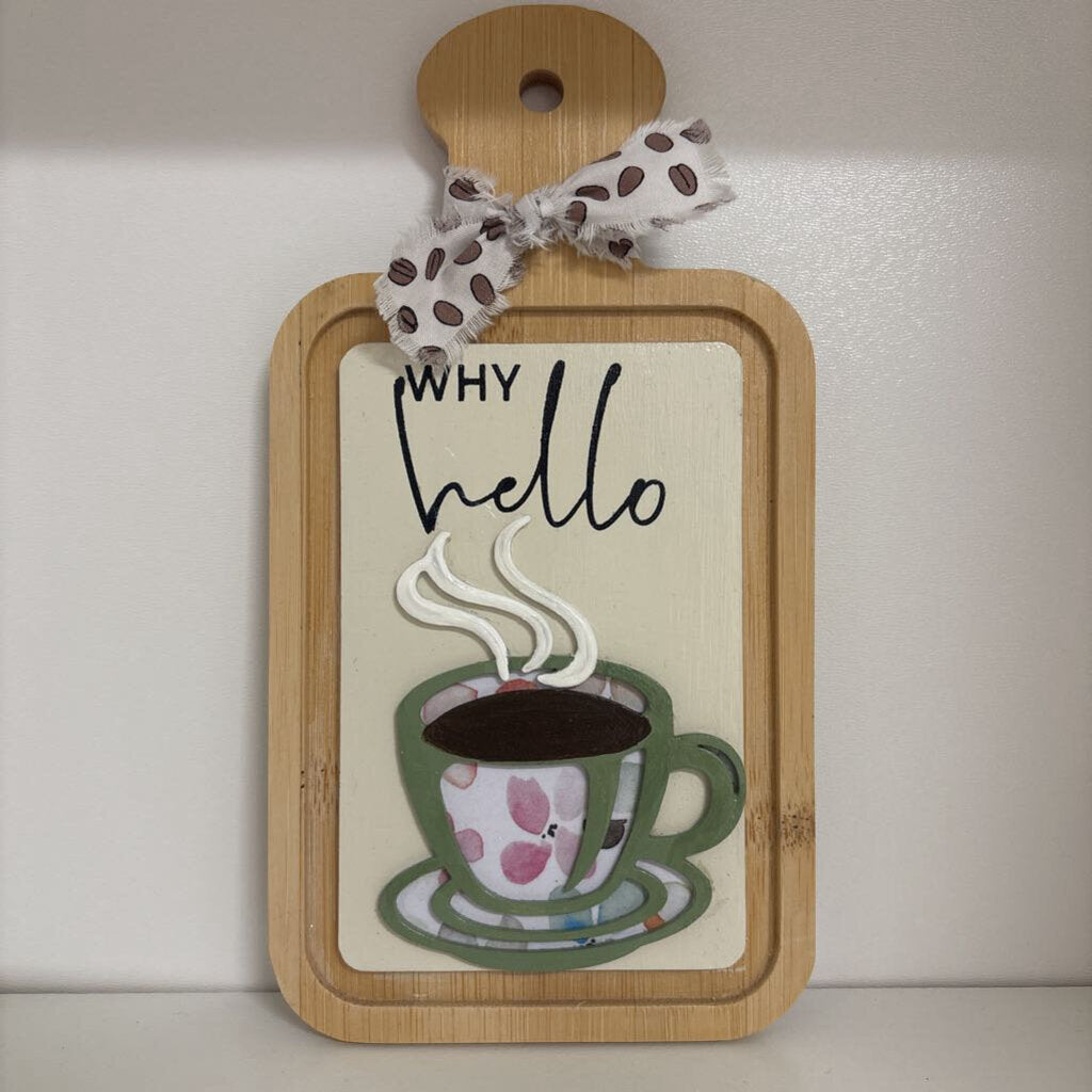 8" Hello Coffee Bread Board