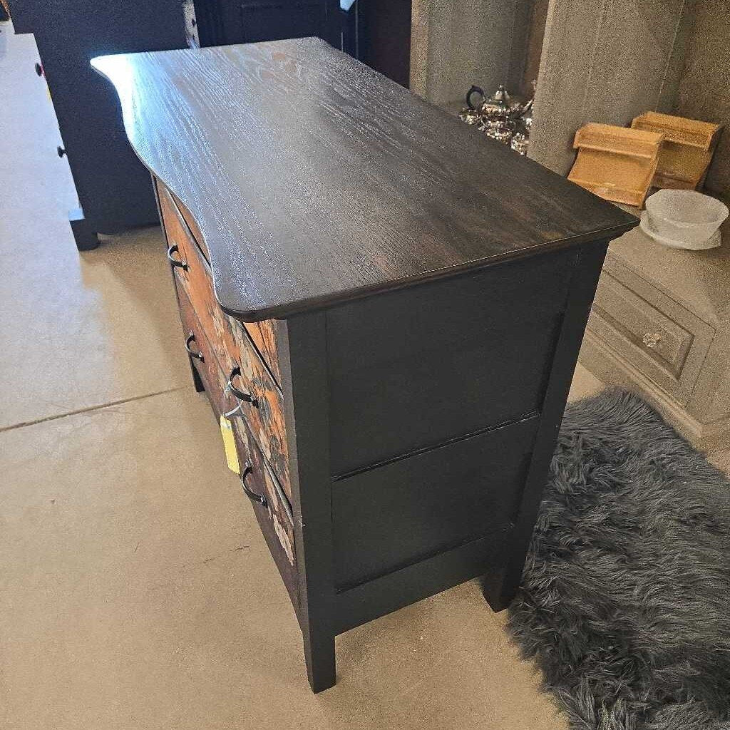 NEWLY REFINISHED FLORAL DRESSER