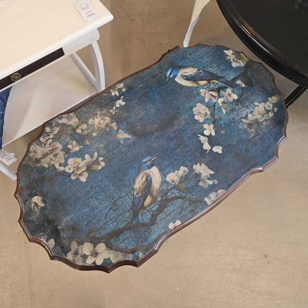 NEWFLY REFINISHED BLUE BIRD ACCENT TABLE