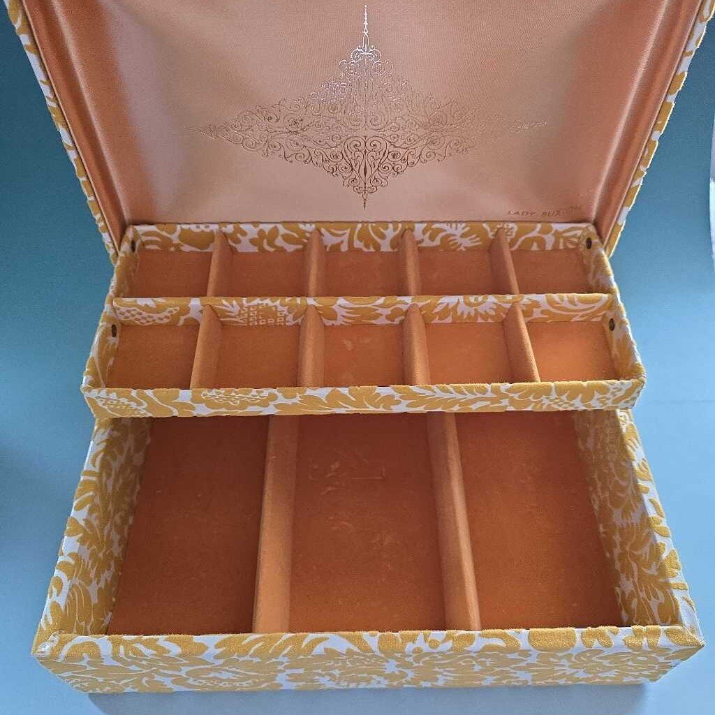Lady Buxton Yellow Brocade Jewelry Box