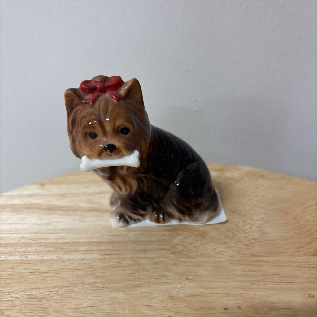 VTG VALENTINO YORKSHIRE TERRIER FIGURINE BONE CHINA GIFTCRAFT TAIWAN COLLECTIBLE