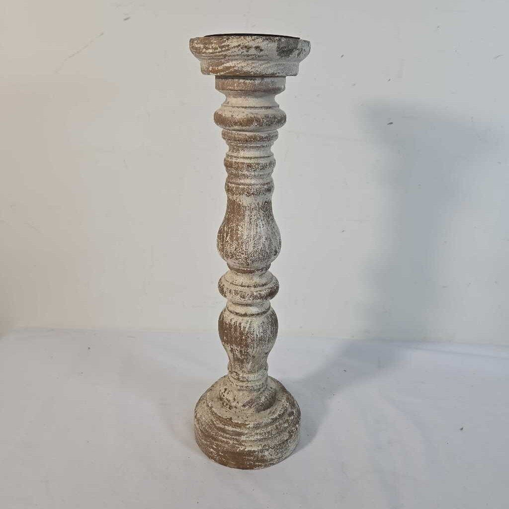 TALL WHITE DISTRESSED CANDLE HOLDER