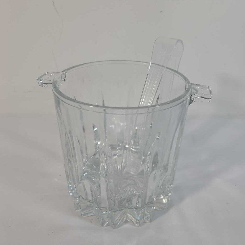 CRYSTAL ICE BUCKET W/ TONGS