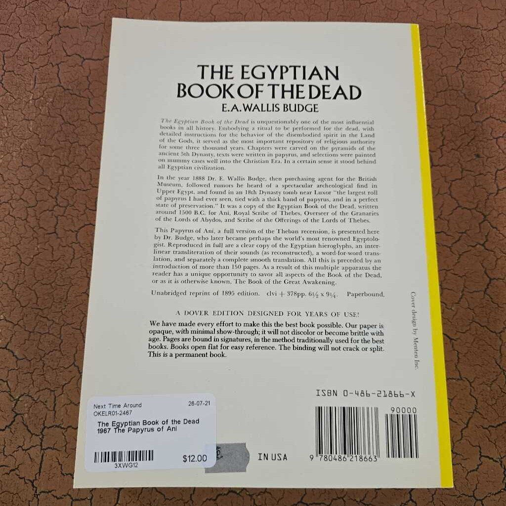 The Egyptian Book of the Dead 1967 The Papyrus of Ani