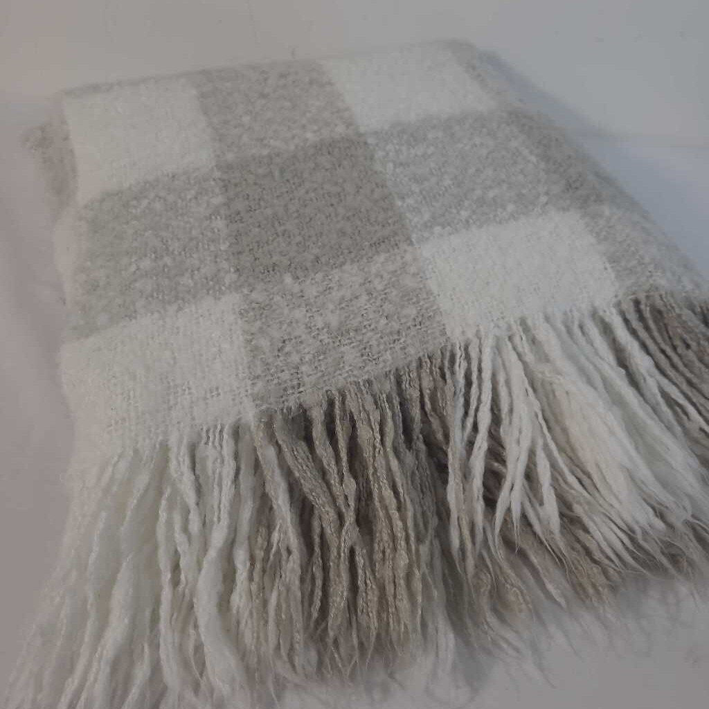 GREY/BEIGE/TAUPE CHECKERED BLANKET