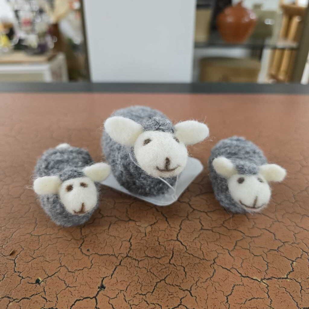Sheep Stack Felted Decor S/3