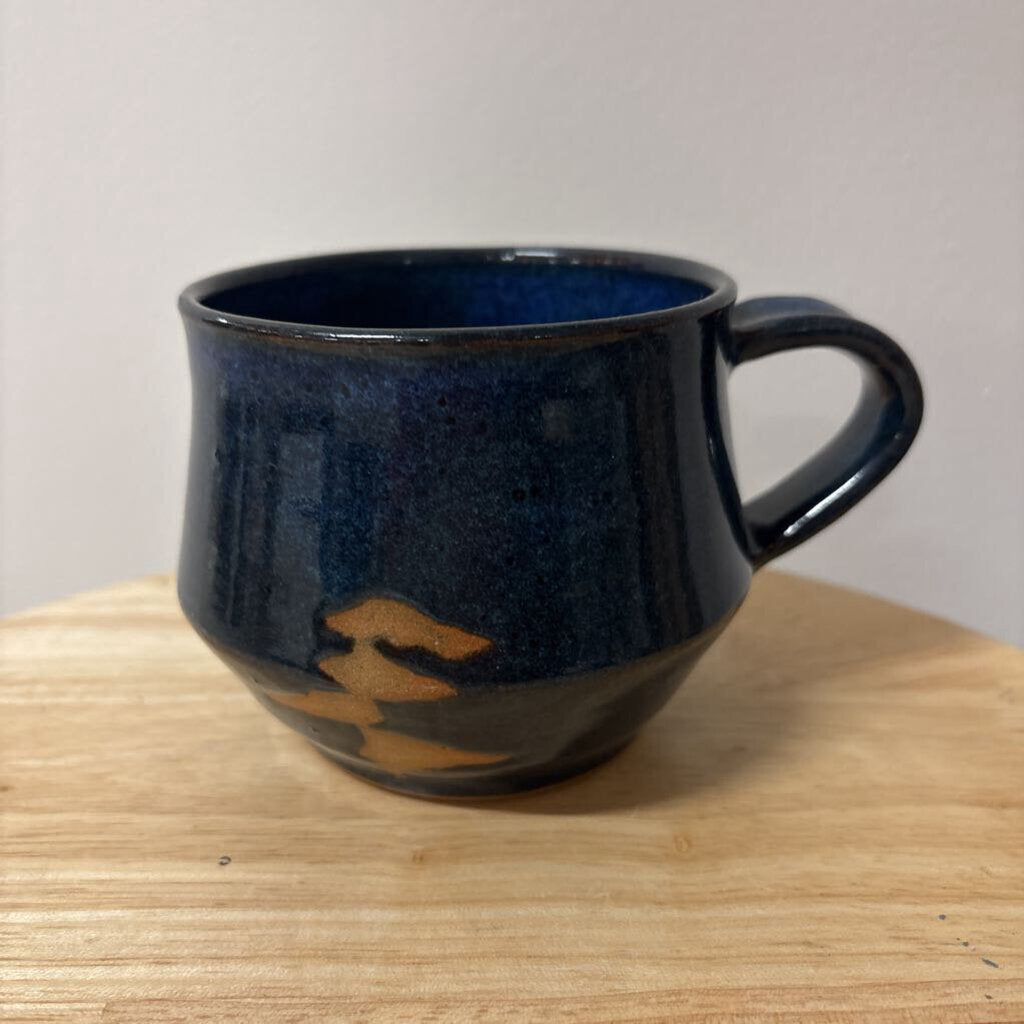 Hand Thrown Merry Pottery Mug (Layered Blue Glaze)
