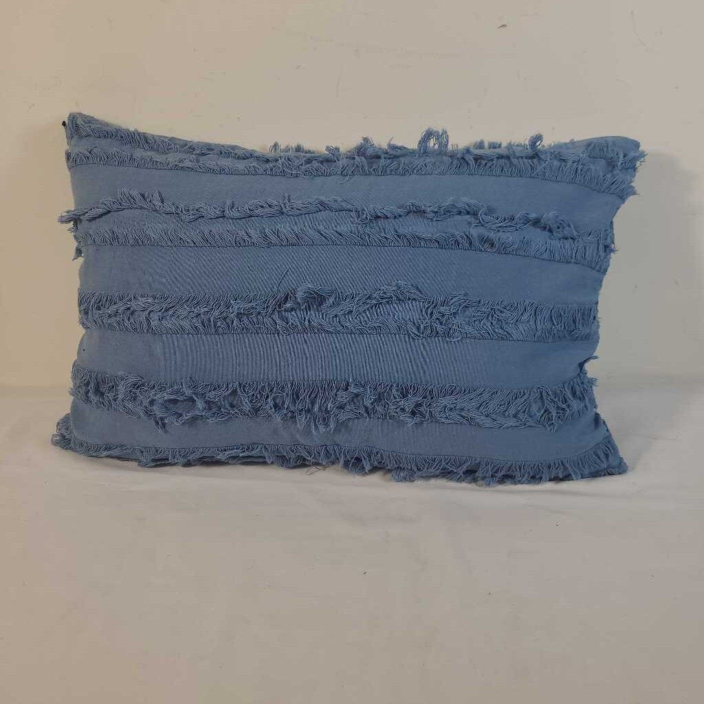 BLUE FRINGE LUMBAR PILLOW