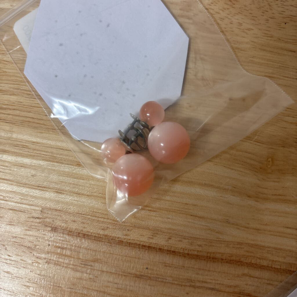 PINK OPALESCENT DOUBLE BEAD SCREW BACK EARRINGS