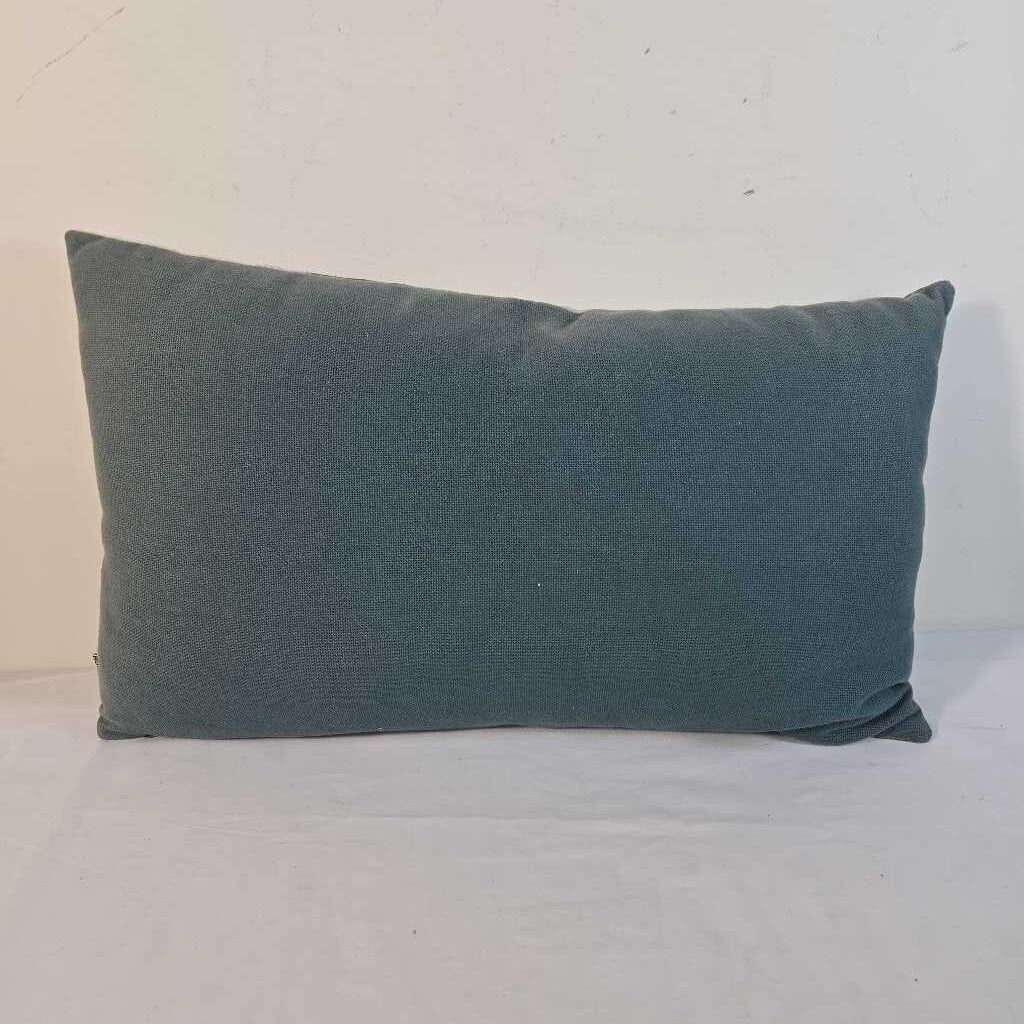 TEAL LUMBAR PILLOW W/ TREES