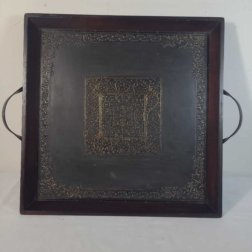 WOODEN HANDLED TRAY