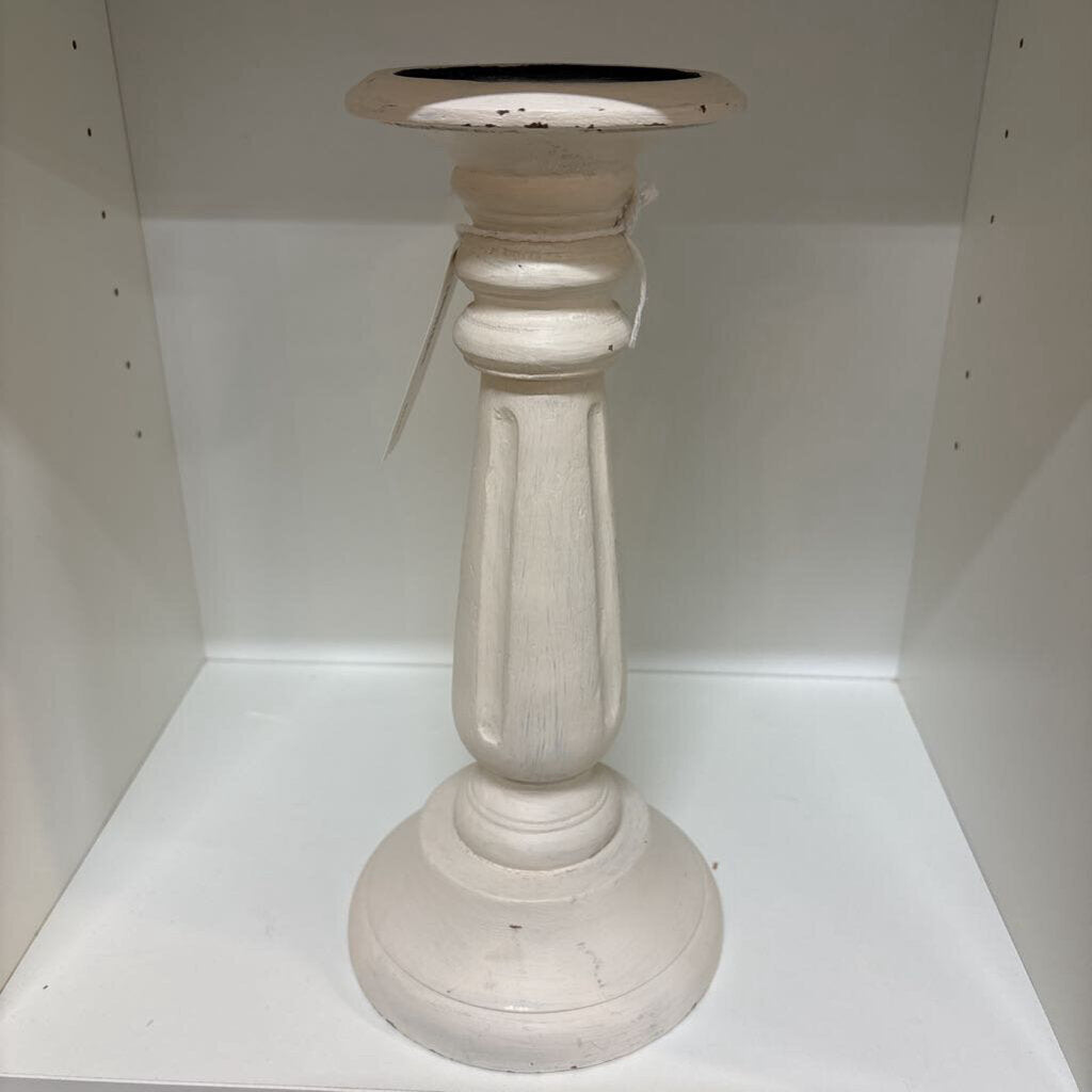 White Wood Candlestick