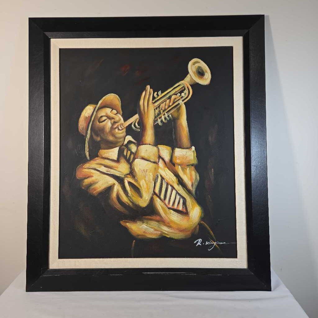FRAMED CANVAS TRUMPET PLAYER