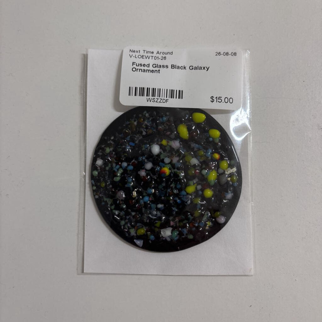 Fused Glass Black Galaxy Ornament