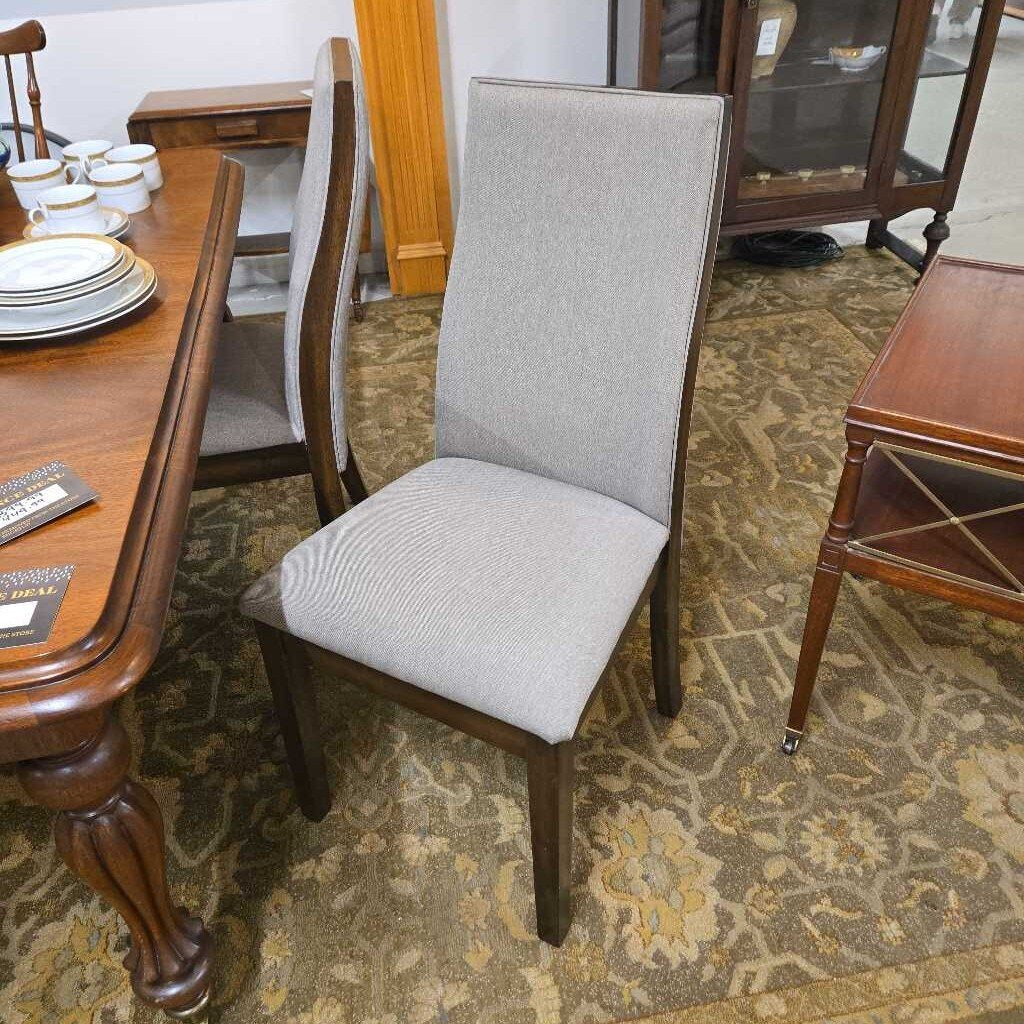 S/4 GREY DINING CHAIRS w/ WOOD TRIM