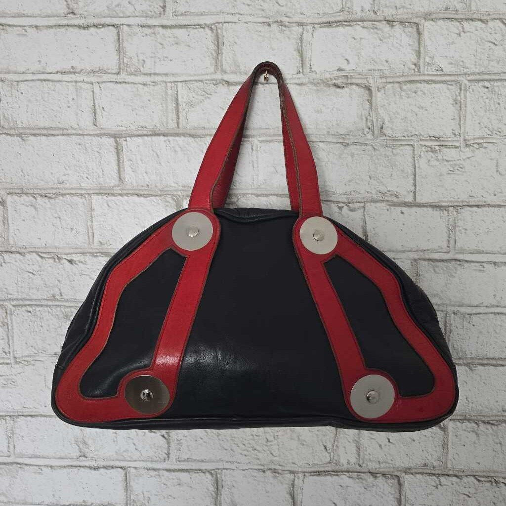 *RARE* Vintage BREZIN PARIS EMMANUELLE KHANH Leather Hand Bag 1960s Space Age