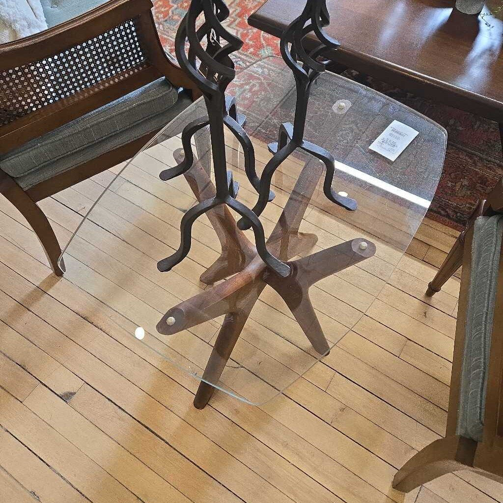 CROSS LEG GLASS TOP END TABLE