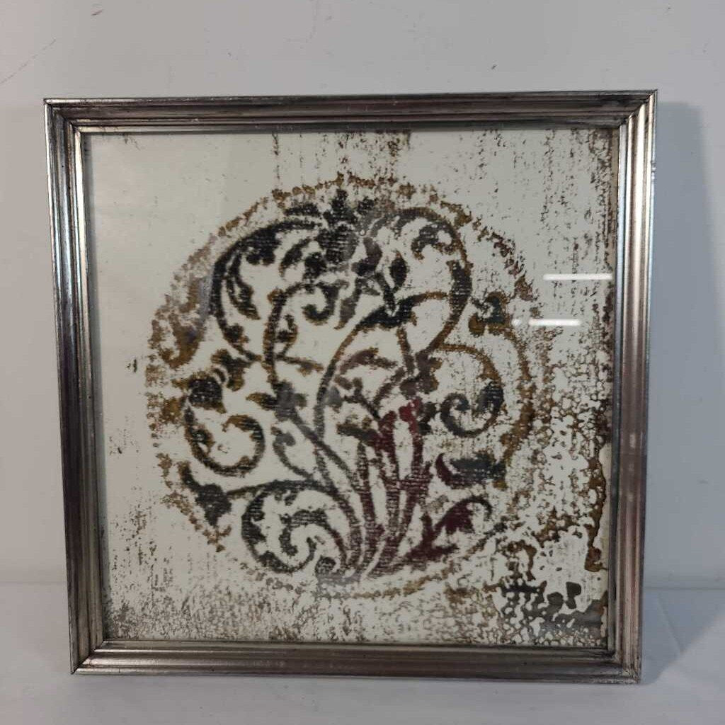 FRAMED GREY/GOLD ABSTRACT~B