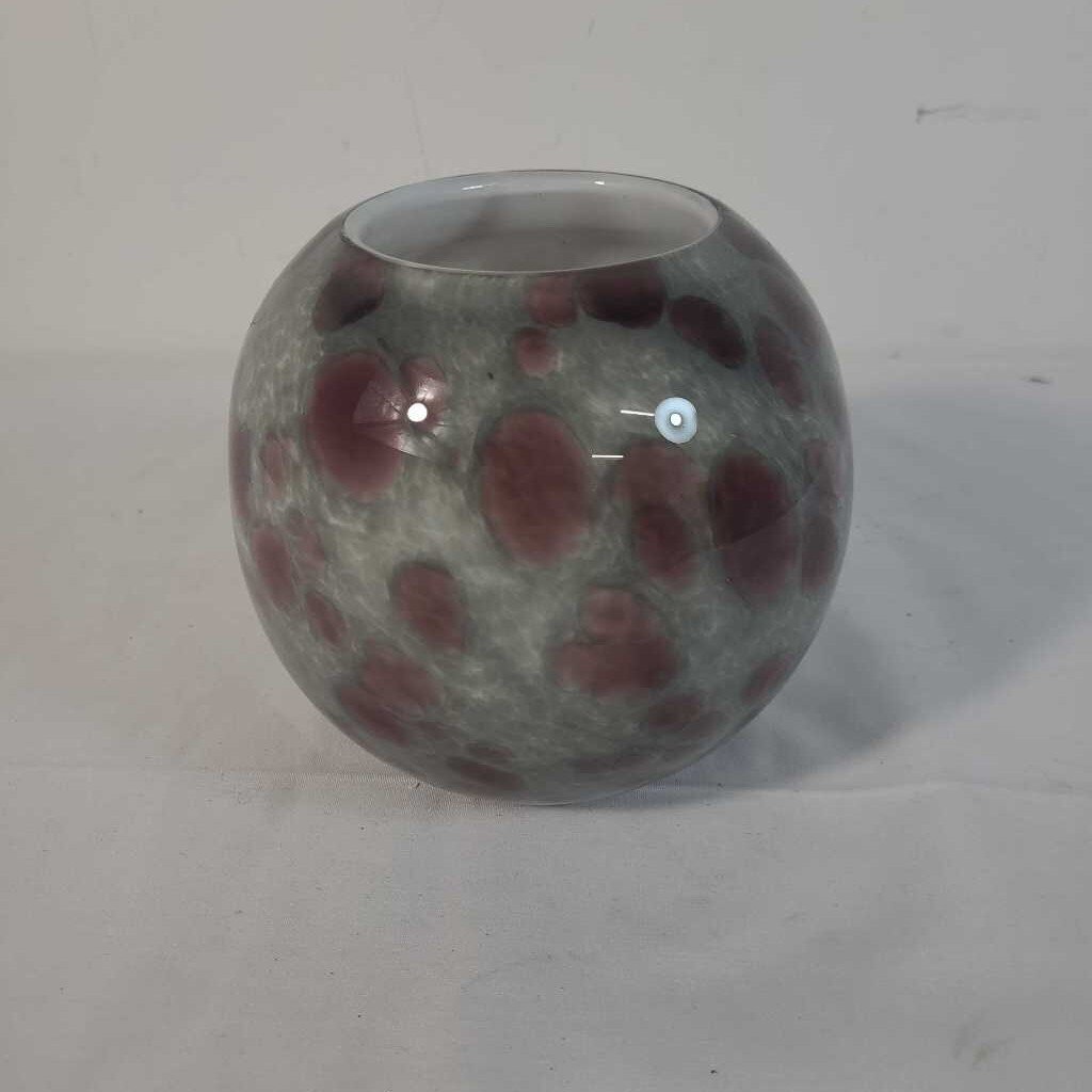 GREY/PURPLE BLOWN GLASS VASE