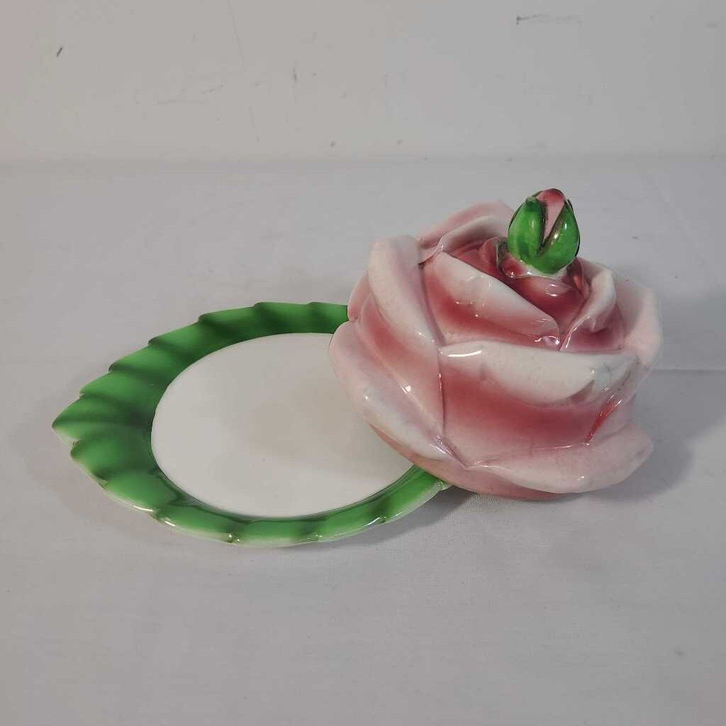 COUNTESS ROSE PINK FLOWER BLOSSOM BUTTER DISH