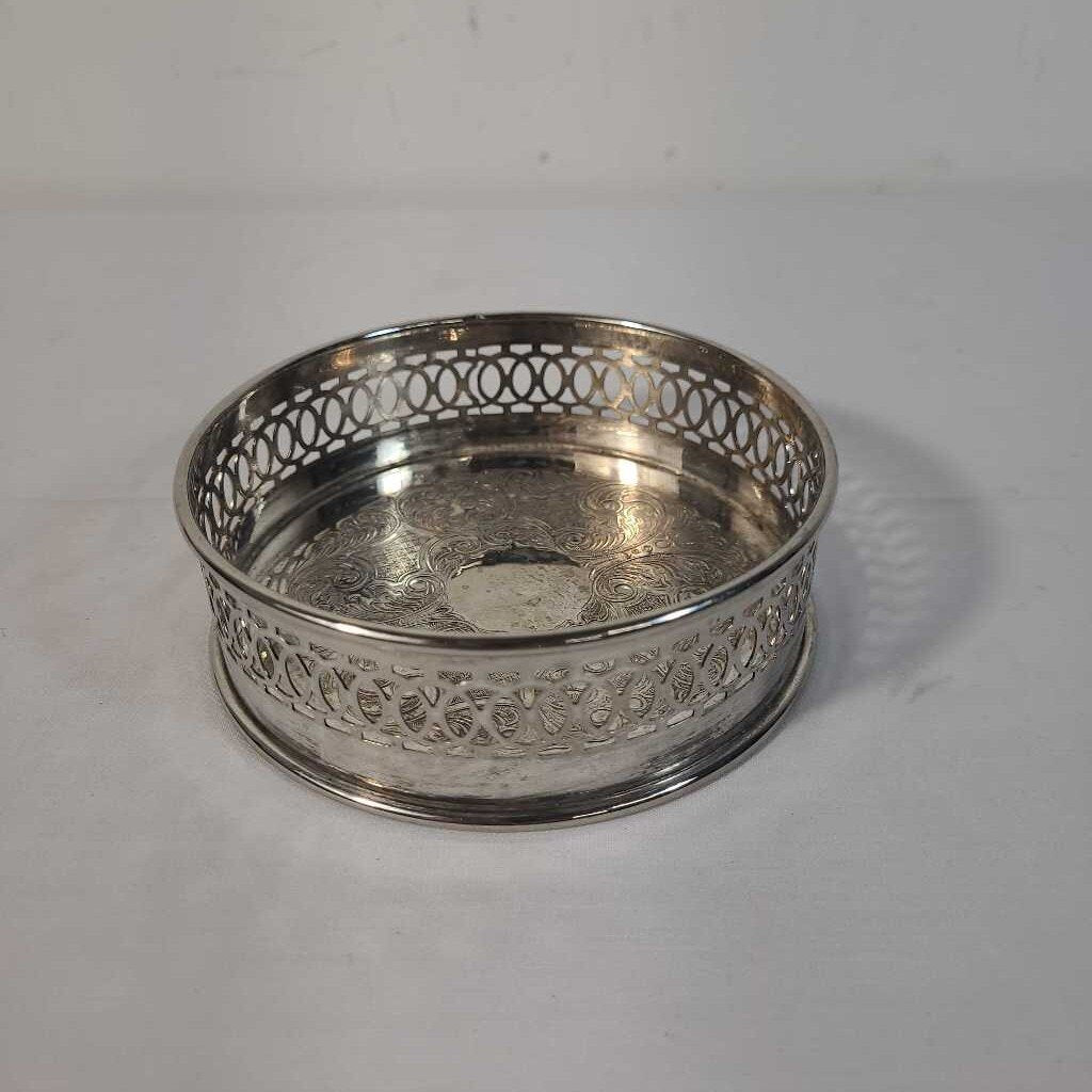 SILVER PLATE WINE BOTTLE COASTER