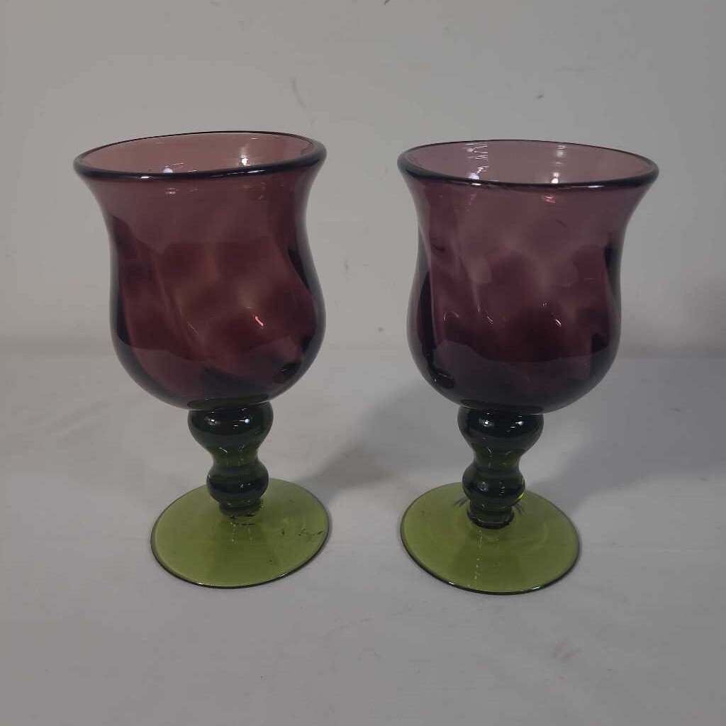 PR PURPLE & GREEN GOBLETS