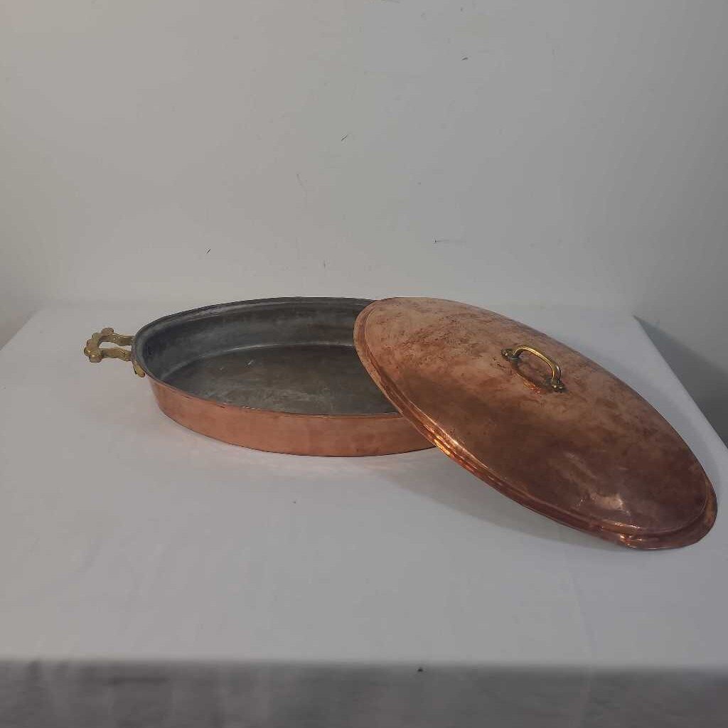 VTG COPPER CASSEROLE W/LID