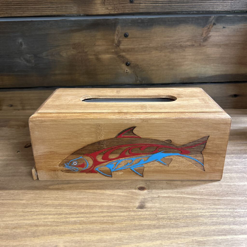 Indigenous wooden tissue box cover