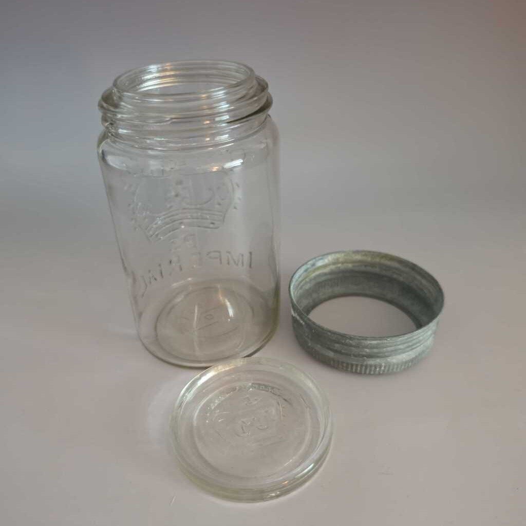 Clear Glass CROWN IMPERIAL MADE IN CANADA Canning Jar