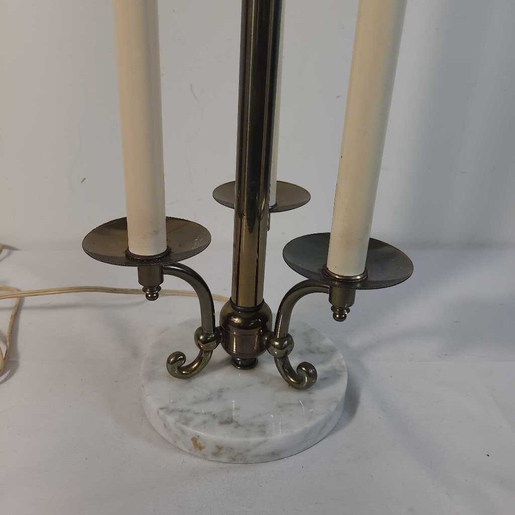 VTG BRASS & MARBLE BOUILLOTTE-STYLE LAMP