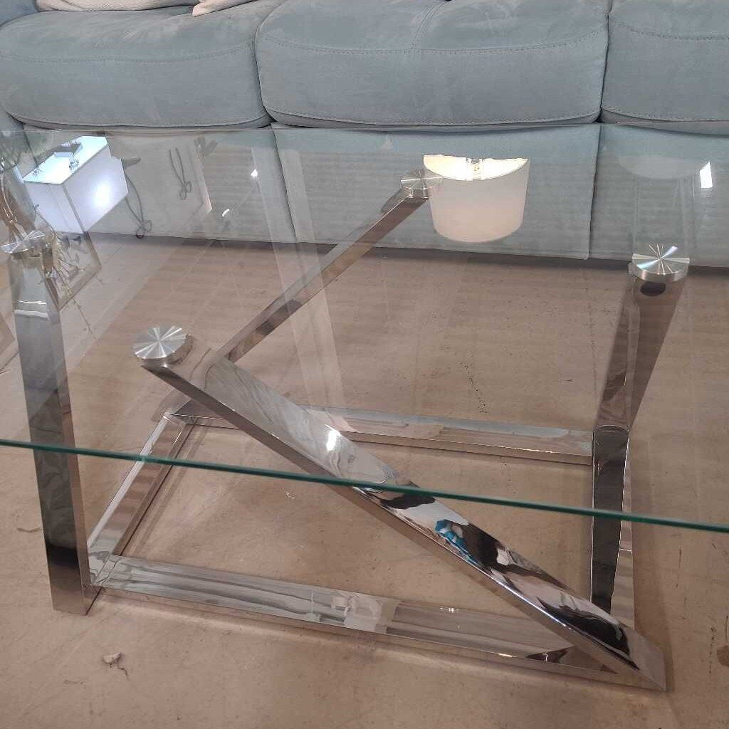 GLASS & CHROME COFFEE TABLE