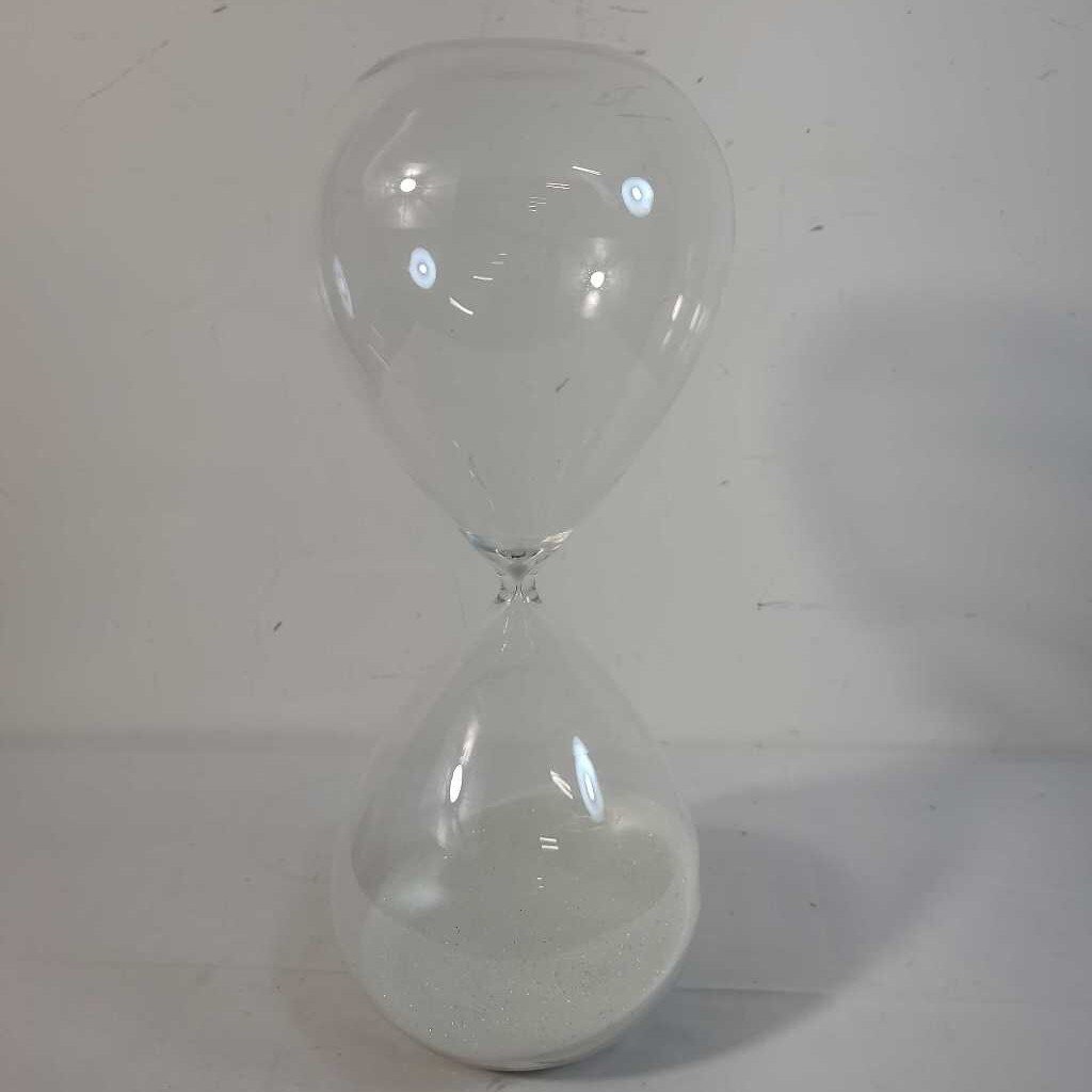 LG HOURGLASS W/WHITE SAND