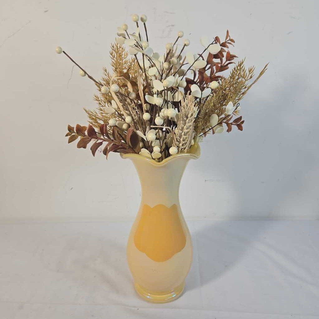 YELLOW VASE W/FALL FLORALS