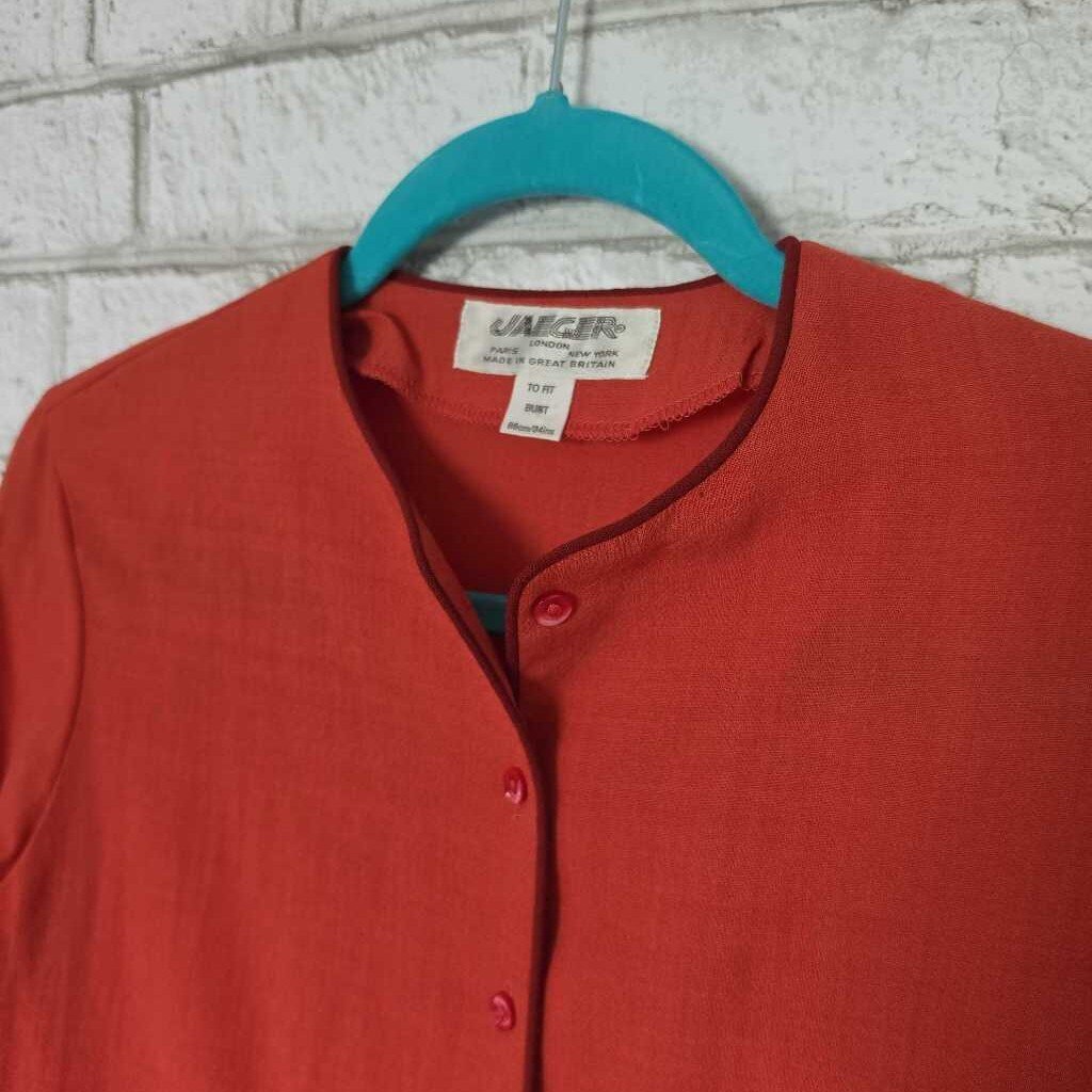 Vintage JAEGER Great Britain 95% Wool Burnt Orange Blouse