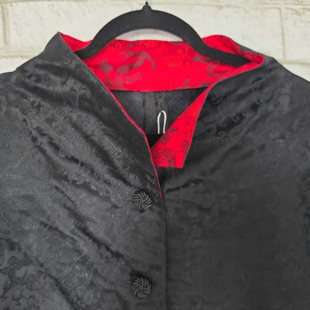 Handmade Chinese Silk Jacket Black with Red