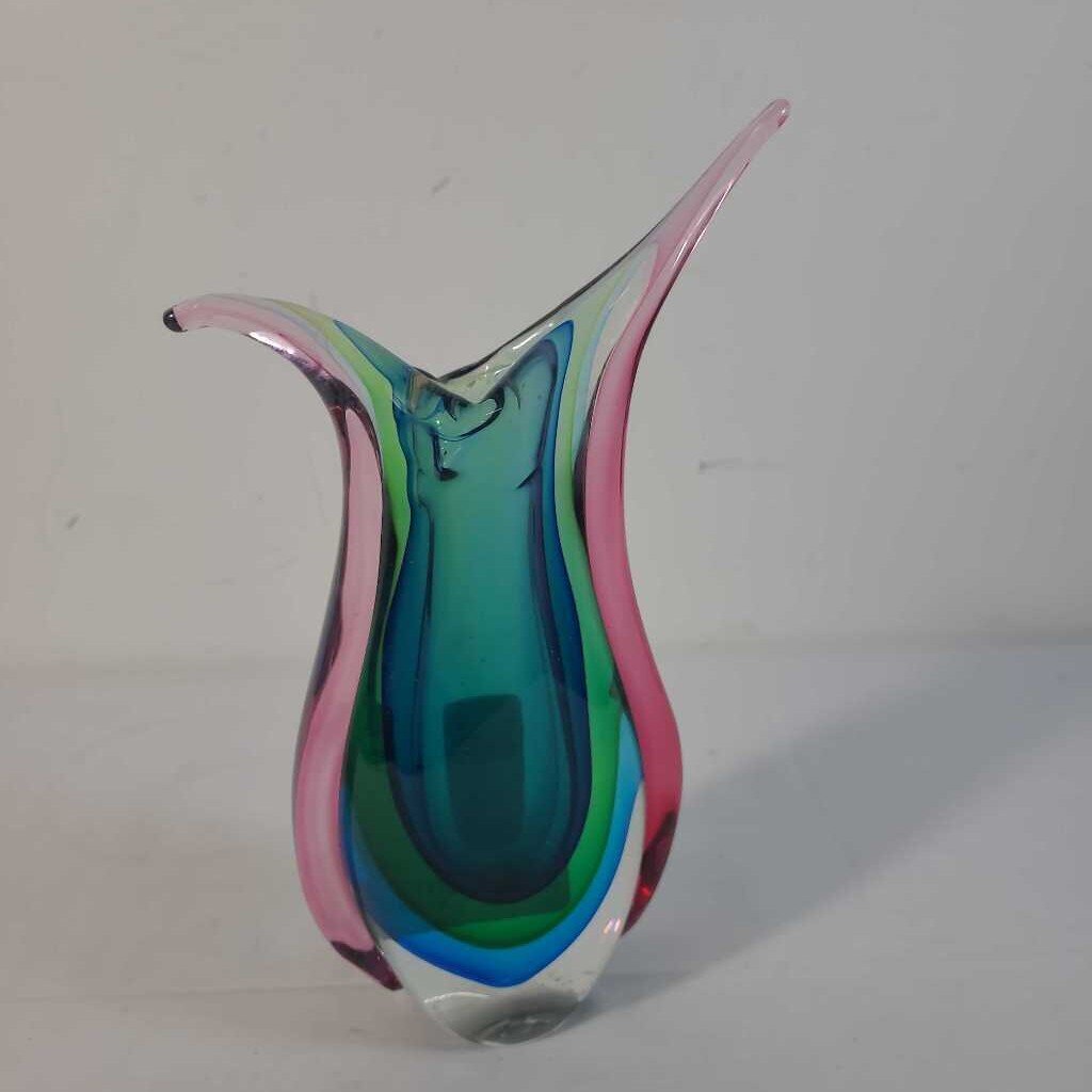 MULTI COLOUR HAND BLOWN VASE