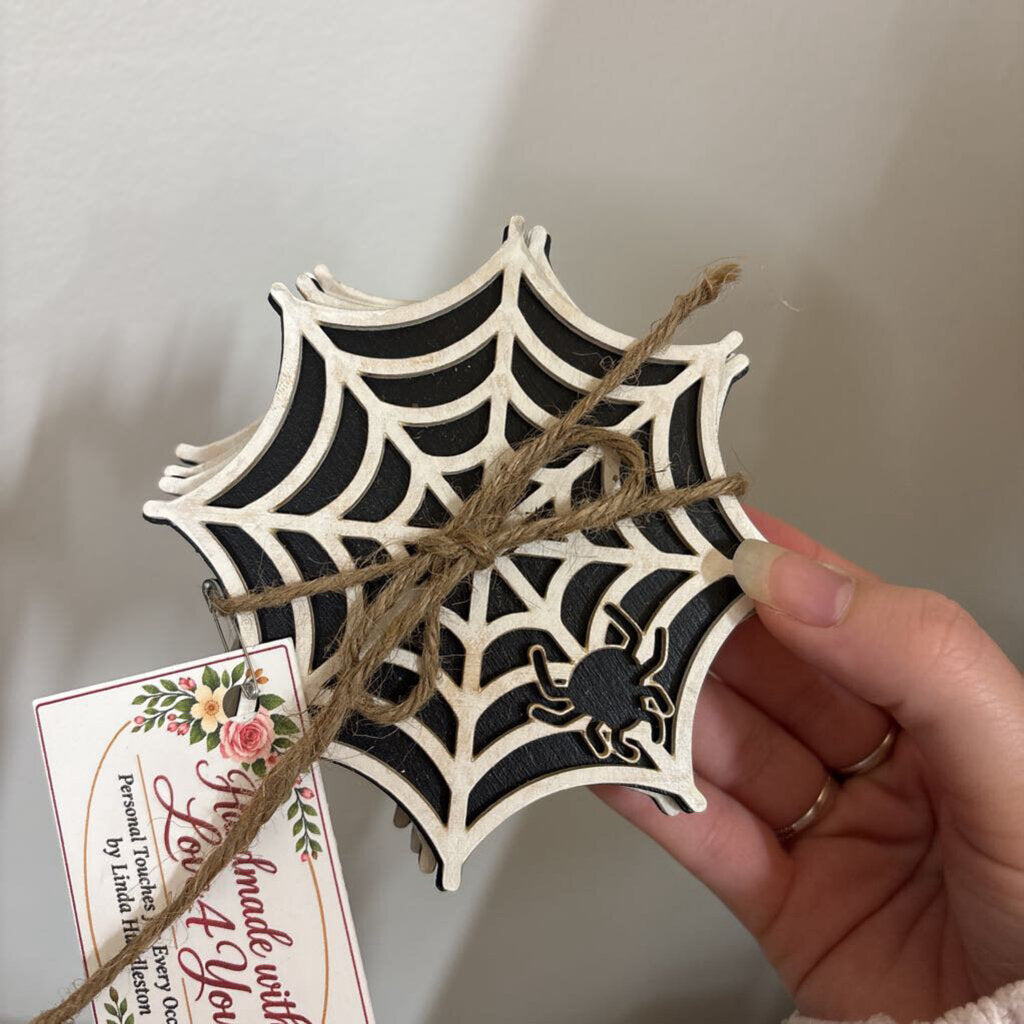Spider web coasters set of 4